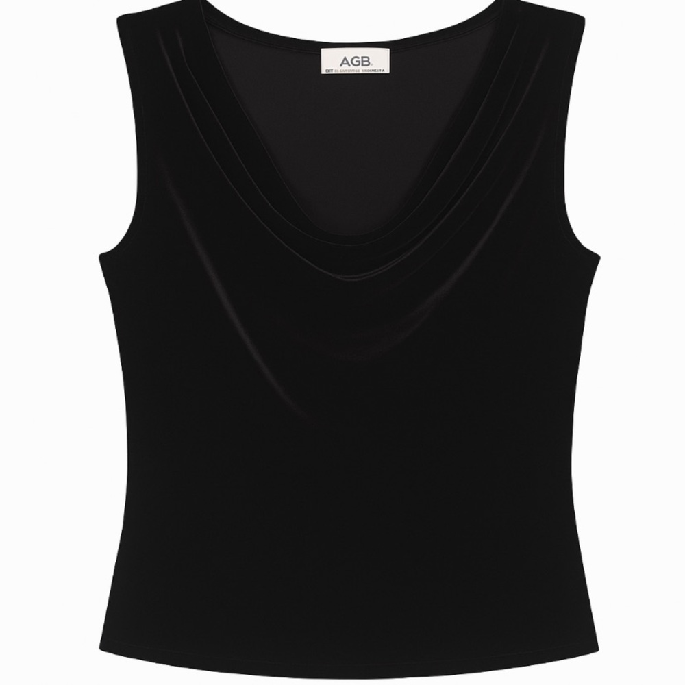 AGB Byer California Black Velvet Sleeveless Top Cowl Neck Size M